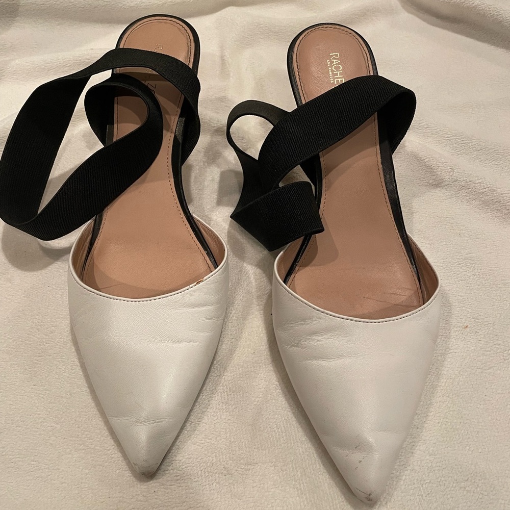 Rachel Zoe black and white kitten heels